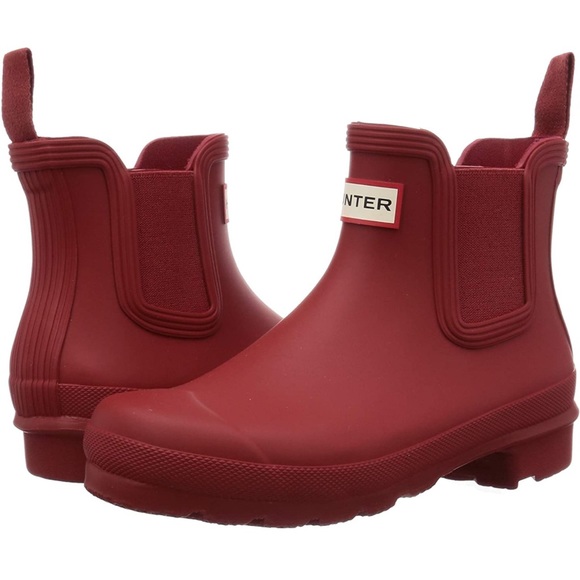 Hunter Women's Red Ankle Rain Boots - Picture 1 of 9